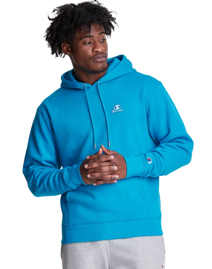 Champion Hoodie Heren - Blauw - Classic Fleece Embroidered Applique Logo ( 081925-DLO )